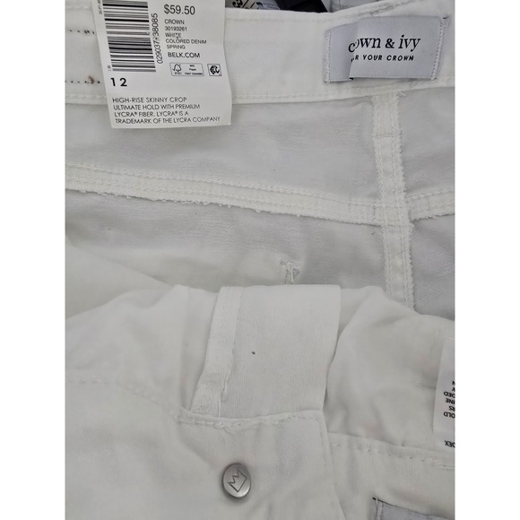 Crown And Ivy High Rise Skinny Cropped White Jeans Size 12 NWT - Picture 4 of 5
